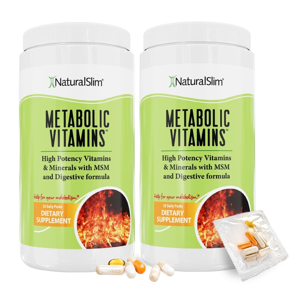 NaturalSlim Metabolic Vitamins - Combination of High Potency Multivitamins, Minerals, B Complex, Msm, & Digestive Formula Supplements for Men & Women - Energy & Metabolism Support - 2 Pack