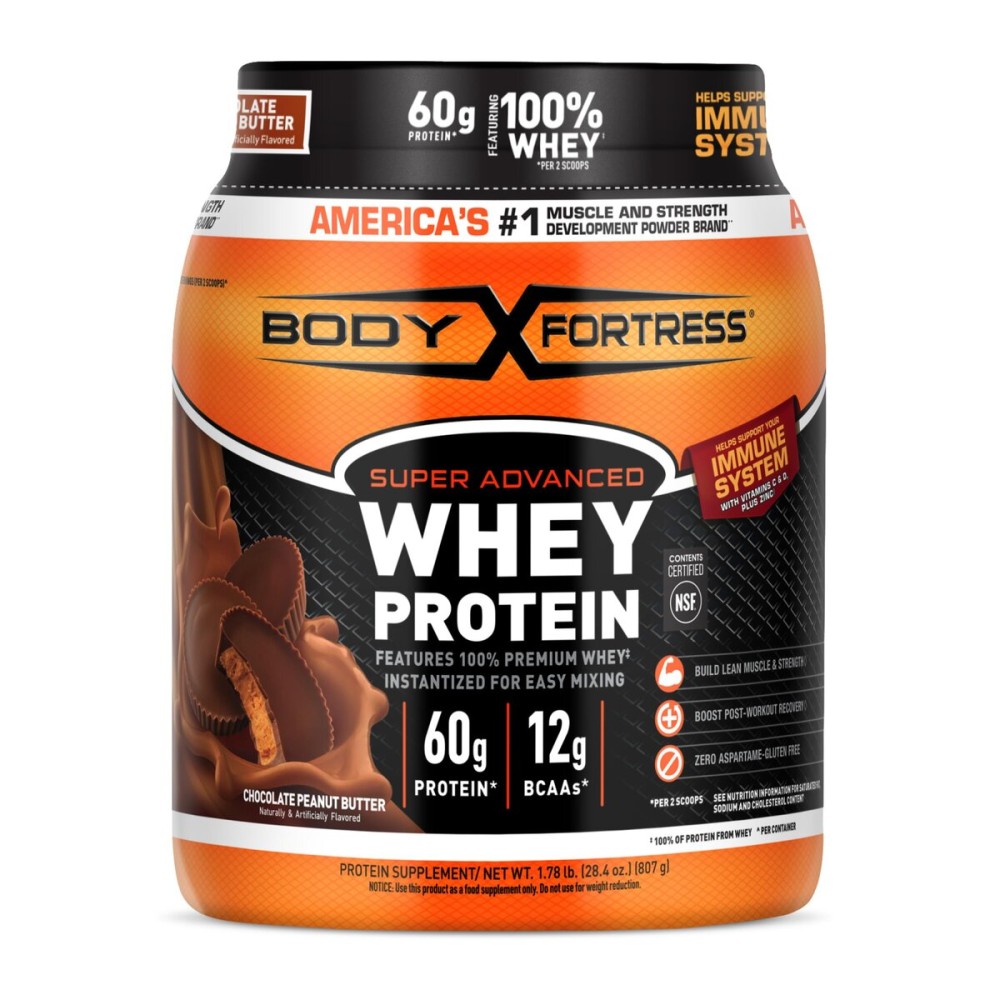 Body Fortress 100% Whey, Premium Protein Powder, Chocolate Peanut Butter, 1.78lbs (Packaging May Vary)