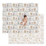 JumpOff Jo Baby Play Mat - Large Folding Foam Play Mat for Infants, Babies, Toddlers, Waterproof, Double-Sided (70 x 59) - Zoo Train