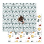 JumpOff Jo Baby Play Mat - Large Folding Foam Play Mat for Infants, Babies, Toddlers, Waterproof, Double-Sided (70 x 59) - Rainbow Dog Days