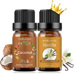 Sedbuwza Vanilla Coconut Essential Oil Set, Vanilla Fragrance Oil Coconut Scent Oil Set for Diffuser, Aromatherapy, Massage, Soap, Candle Making 2 x 10 ml