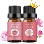 Sedbuwza Peony Lotus Essential Oil Set, Peony Fragrance Oil Lotus Scent Oil Set for Diffuser, Aromatherapy, Massage, Soap, Candle Making 2 x 10 ml