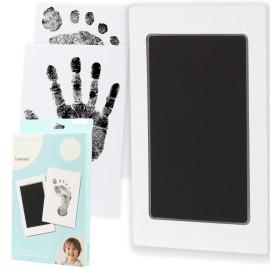 Pearhead Clean-Touch Baby Ink Pad, No Mess Clean-Touch Ink Pad with Imprint Cards, Safe for Skin, Perfect DIY Handprint and Footprint Keepsake for Family - Black, Medium/Large