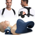 iBYWM Neck Stretcher & Posture Corrector for Women and Men, Cervical Traction for Spine Alignment, Adjustable Upper Back Brace & Elastic Support for Shoulder Back Pain Relief (Dark Blue)