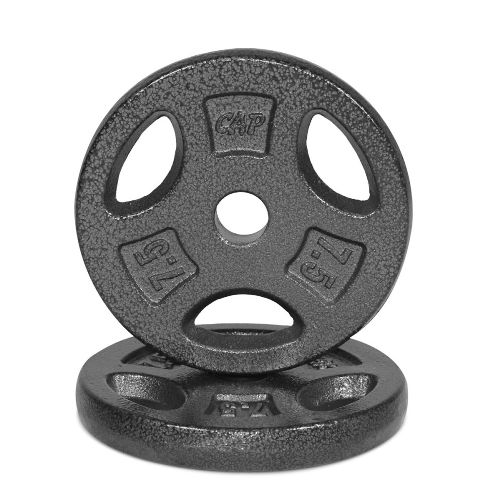 CAP Barbell Standard 1-Inch Grip Weight Plates 7.5 lbs BLACK, Pack (x2)