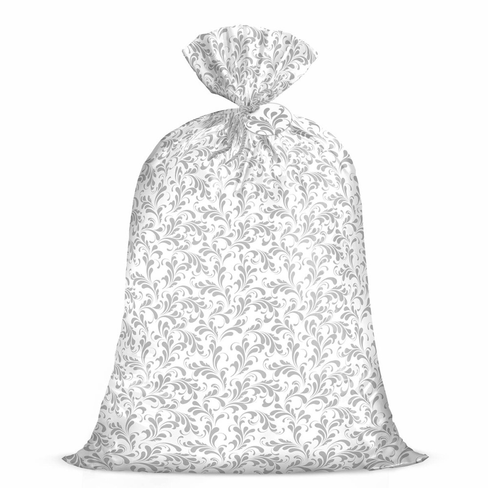 WRAPAHOLIC 56 Large Plastic Gift Bag - Silver Floral Jumbo Bike Bag Gift Wrap for Birthdays, Mother\'s Day, Wedding, Baby Shower, Parties, or Any Occasion - 56 H x 36 W