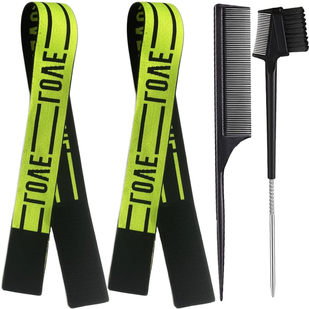 Lace Melting Elastic Bands for Wig Edges and Frontals - Adjustable Wrap Grip to Lay and Keep Wigs in Place (2 PCS, GreenLove)