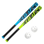 Ortiz34 Bat & Ball Set - Graffiti Plastic Bat & Ball Homerun Set- David Ortiz Backyard Baseball Set for Youth, Kids, Teenagers, Adults (2 Pack Bat & Ball Set, Blue/Volt)