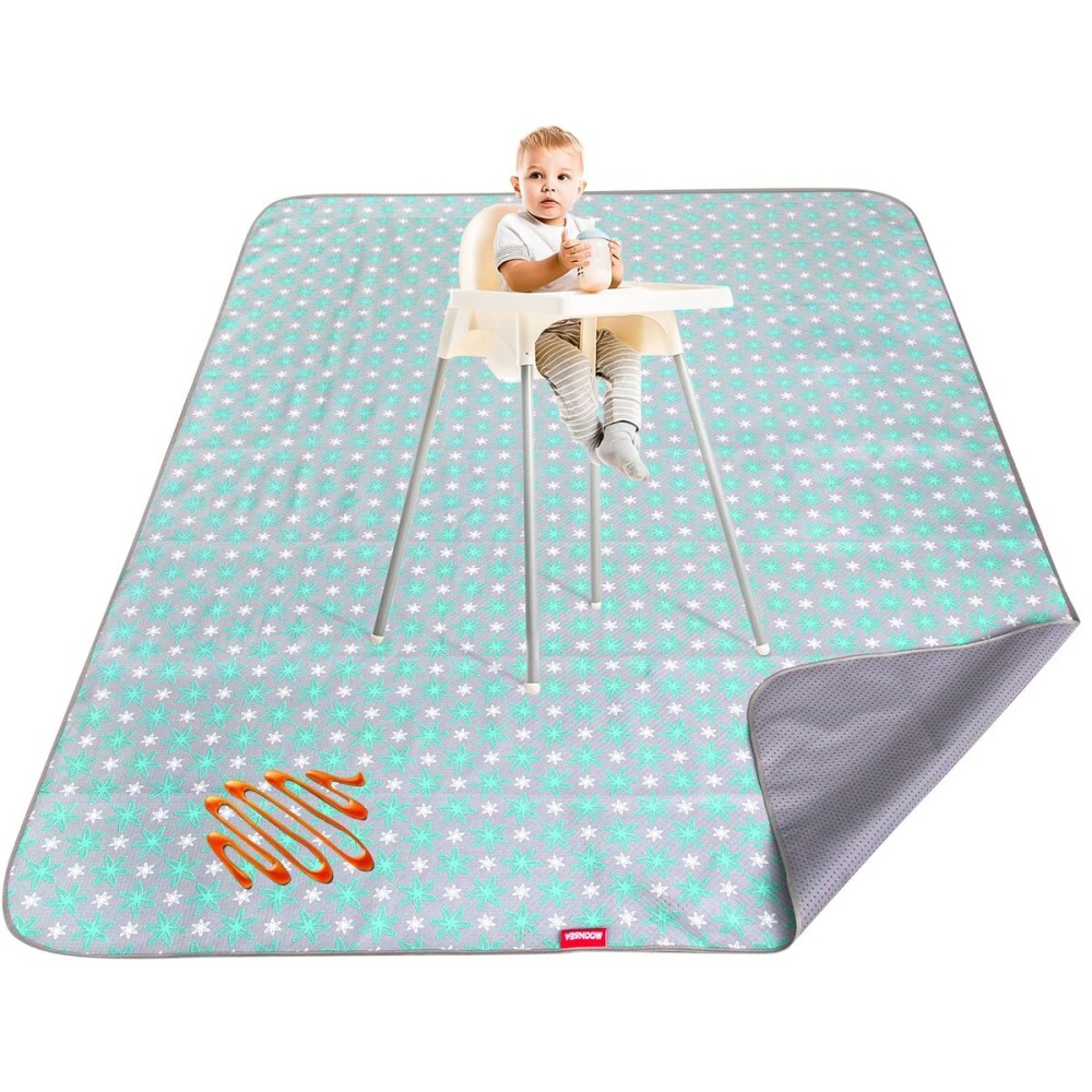 Extra Large Splat Mat 54x 72 Waterproof Non Slip Floor Splash Mat for Under High Chair, Messy Mat and Table Cloth, Flower