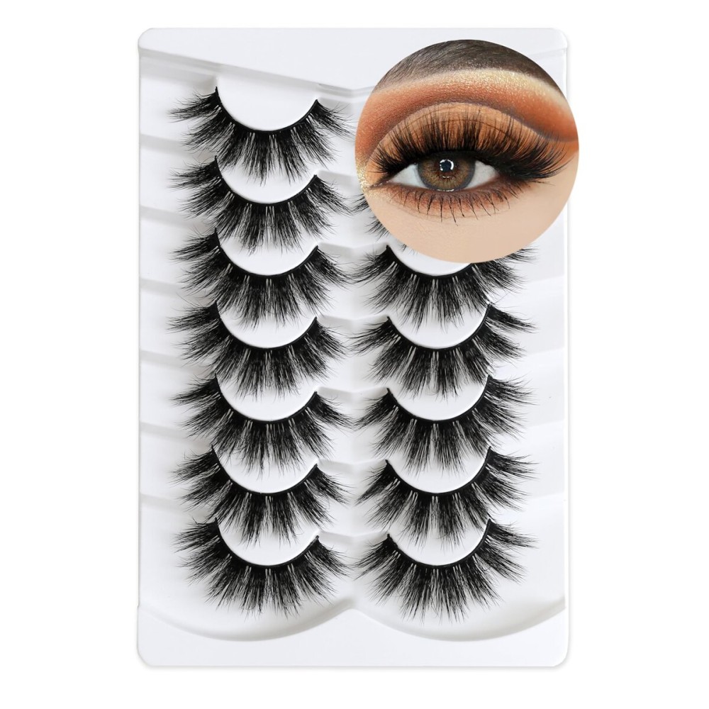 False Eyelashes 5D Fluffy Thick Dramatic Soft Faux Mink Lashes Volume Long Natural Wispy Reusable Makeup Fake Eye Lashes Pack 7 Pairs Happy Heartbeat(No.363)