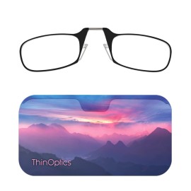 ThinOptics Universal Pod Case + Rectangular Reading Glasses, Alpine Horizon, 44mm + 2.5