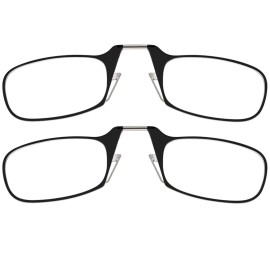 ThinOptics Readers Rectangular Reading Glasses, Black, 44mm + 2.5