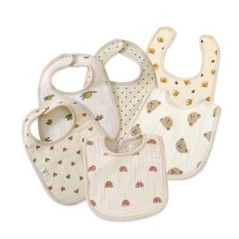 DOSMINE Muslin Baby Bibs for Drooling and Teething Newborn Drool Bibs for Baby Girl Boy (Khaki)