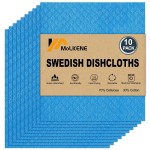 MoLKENE Swedish Dishcloths - 10 Pack Reusable Kitchen Dishcloths - Ultra Absorbent Dish Towels for Washing Dishes - Cellulose Sponge Cloth Cleaning Cloths - Blue