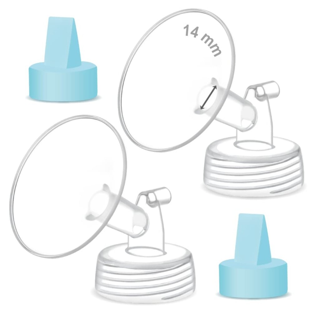 Maymom Pump Part Compatible with Spectra Ameda Luna Pumps, Incl Wide-Mouth 14mm Flange Blue Duckbill Valve; Not Original Spectra S1 S2 9 Plus Synergy Gold Replacement Pump Parts Accessories