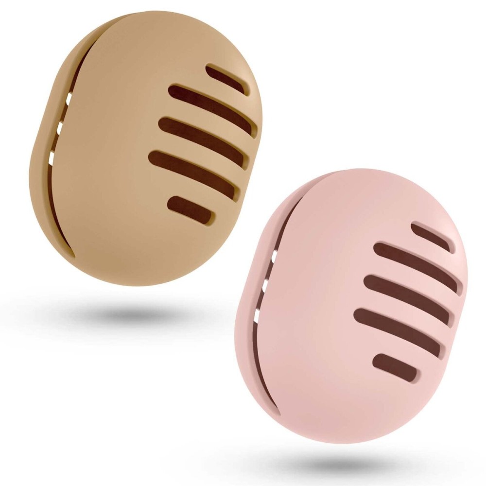 Fauxomor 2 Pcs Makeup Sponge Holder,Double-sided Breathable Silicone Beauty Blender Holder for Travel,Shatterproof Make Up Case for All Sponges Sanitary Reuse Easy to Carry,Khaki+Pink