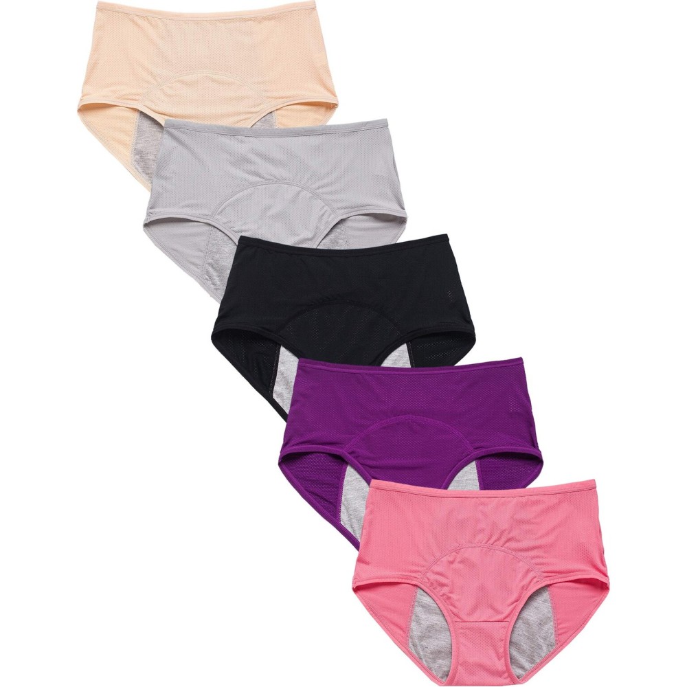 WBEAUTALLOVE Womens Mesh Period Panties High Waisted Menstrual Leak Proof Underwear Incontinence Protective Briefs(H-4-5-1,4X-Large)