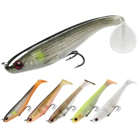 TRUSCEND Soft Fishing Lures for Bass Trout Walleye Pike Crappie Lures Paddle Tail Swimbaits Soft Fishing Baits Freshwater Saltwater Jigging Bass Gear Gifts for Men