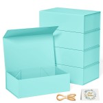 RYDDOY 5 Pack Turquoise Gift Box, 12x6x4\'\' Gift boxes for Presents with Lids Magnetic Closure Rectangle Collapsible for Bridesmaid Proposal Box, Wedding