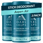 Oars + Alps Deodorant for Men & Women, Aluminum Free Deodorant for Men, Dermatologist Tested, Clean Ingredients, Vegan, Long Lasting, Odor Protection, Aspen Air, 3pk, 2.6oz