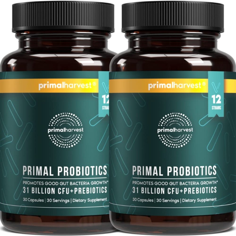 Primal Harvest Probiotics for Women and Men Shelf-Stable with Prebiotics Daily Supplement for Adults 60 Capsules (2 Pack)