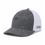 Columbia Unisex PFG Fish Flag Mesh Ball Cap-High Crown, Grill Heather/White/US Fish Flag, XX-Large