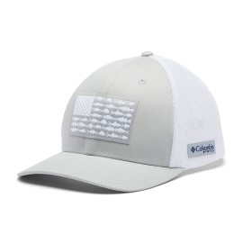 Columbia Unisex PFG Fish Flag Mesh Ball Cap-High Crown, Cool Grey/White/US Fish Flag, XX-Large
