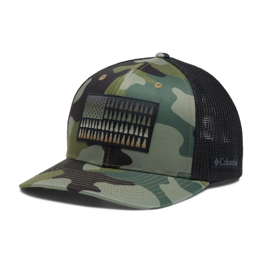 Columbia Unisex Tree Flag Mesh Ball Cap, Stone Green Mod Camo, Large/X-Large
