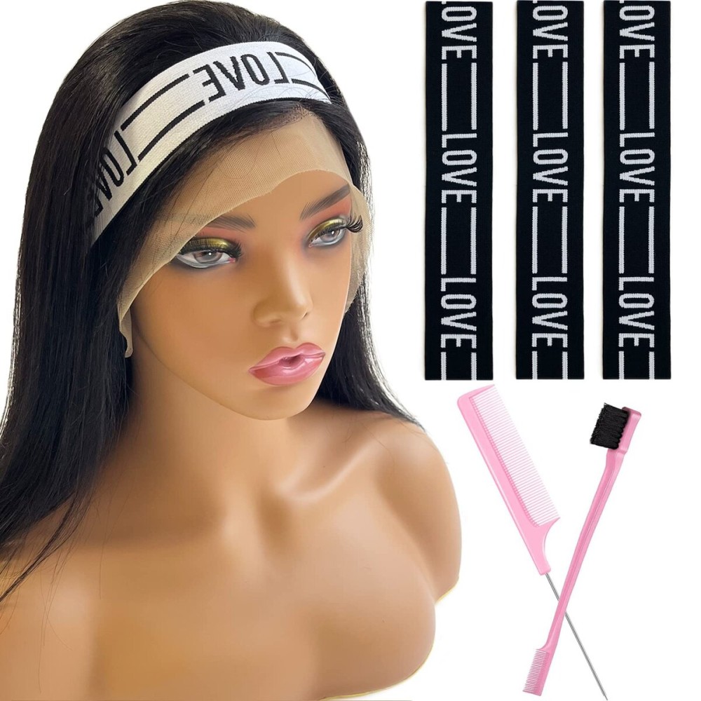 Iraatraa Elastic Bands For Wig 5 Piece Set, Latex And Nylon Lace Front Hairband, Melting Band For Keeping Wigs In Place, Suitable for Women, Great Value, Black and White Colors