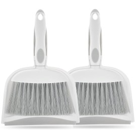 Dust pan, Mini Dustpan and Brush Set, Small Broom and Dustpan Set, Small Hand Broom and dust pan Set, Whisk Broom, Dust pan and Brush for Desk, Table, Home, Kitchen Necessities (Gray 2pcs)