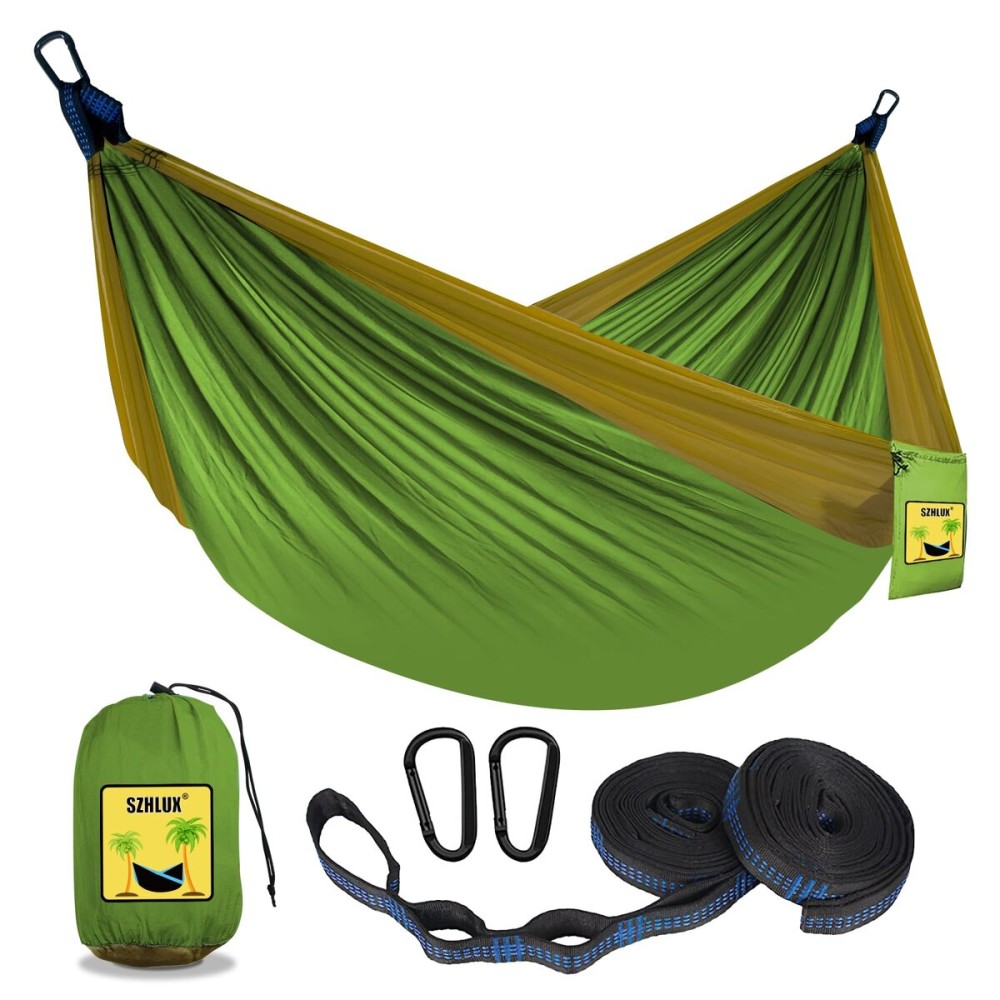 SZHLUX Camping Hammock Double & Single Portable Hammocks with 2 Tree Straps, Great for Hiking,Backpacking,Hunting,Outdoor,Beach,Camping