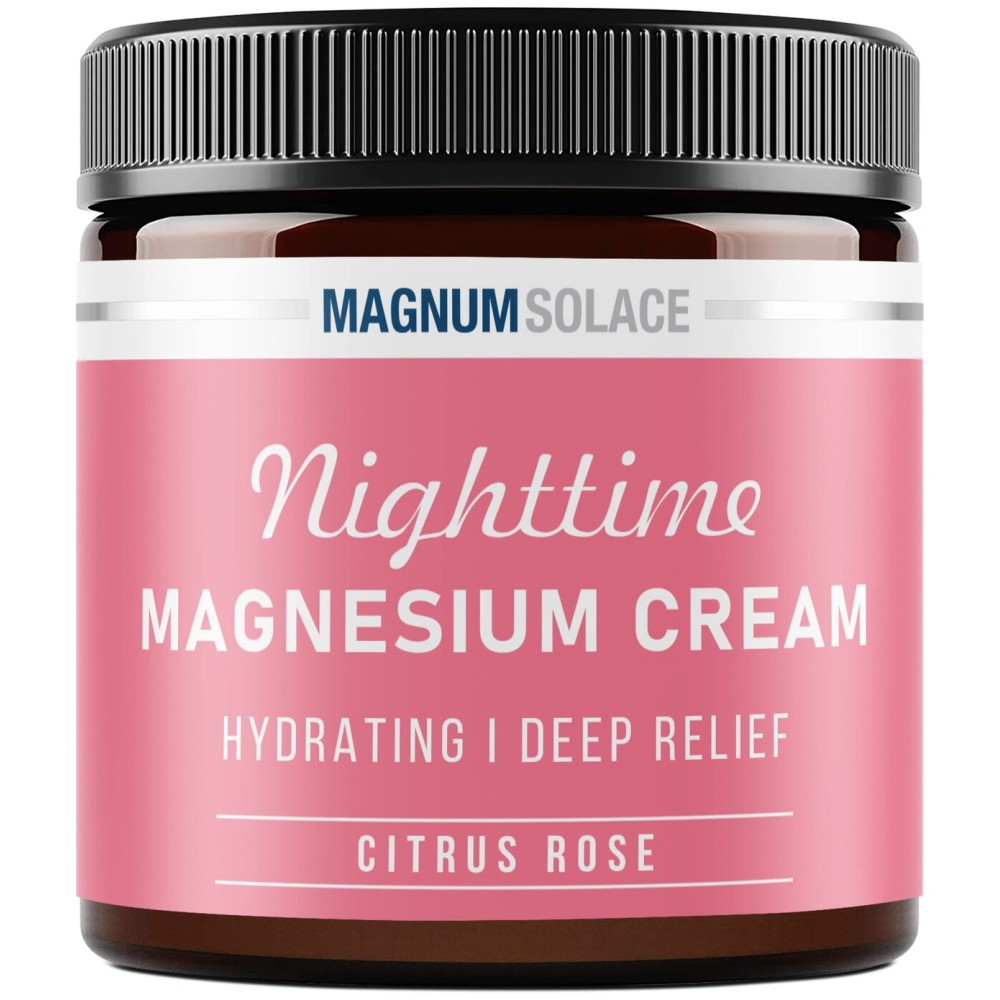 Magnum Solace Magnesium Lotion - Nighttime Magnesium Cream - Apply to Leg Muscles, Arms or Chest - Topical Magnesium Chloride - USA Made and Safe for Kids (Citrus Rose) 4 Fl Oz (Pack of 1)