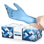 Hand-E Touch Blue Nitrile Disposable Gloves Large 200 Count - Latex Free Medical Exam Gloves, Powder Free, Food Safe, Cooking