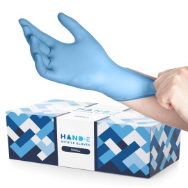 Hand-E Touch Blue Nitrile Disposable Gloves Small 200 Count - Latex Free Medical Exam Gloves, Powder Free, Food Safe, Cooking