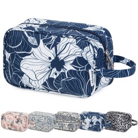 Narwey Travel Toiletry Bag for Women Traveling Dopp Kit Makeup Bag Organizer for Toiletries Accessories Cosmetics (Blue Lotus)