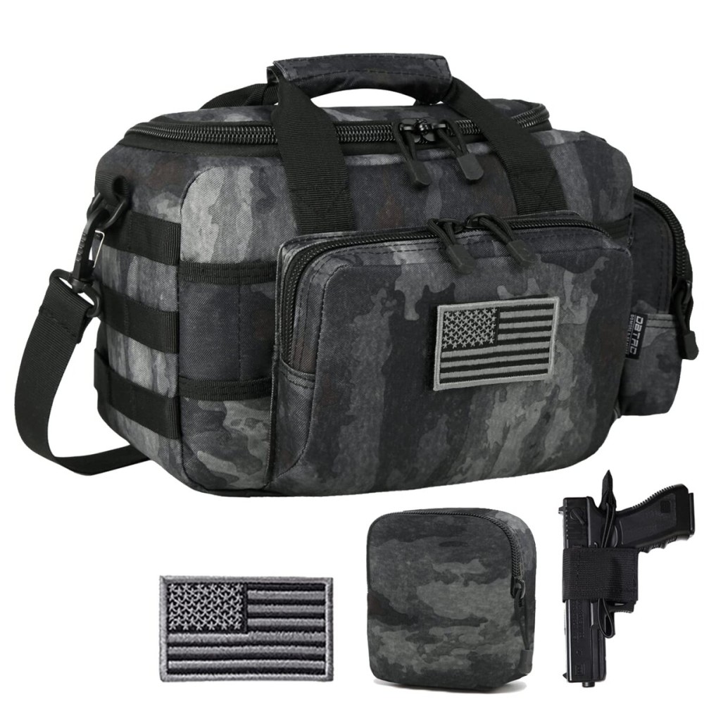 DBTAC Gun Range Bag Small | Tactical 2x Pistol Shooting Range Duffle Bag with Lockable Zipper for Handguns and Ammo, Urban Grey Camo