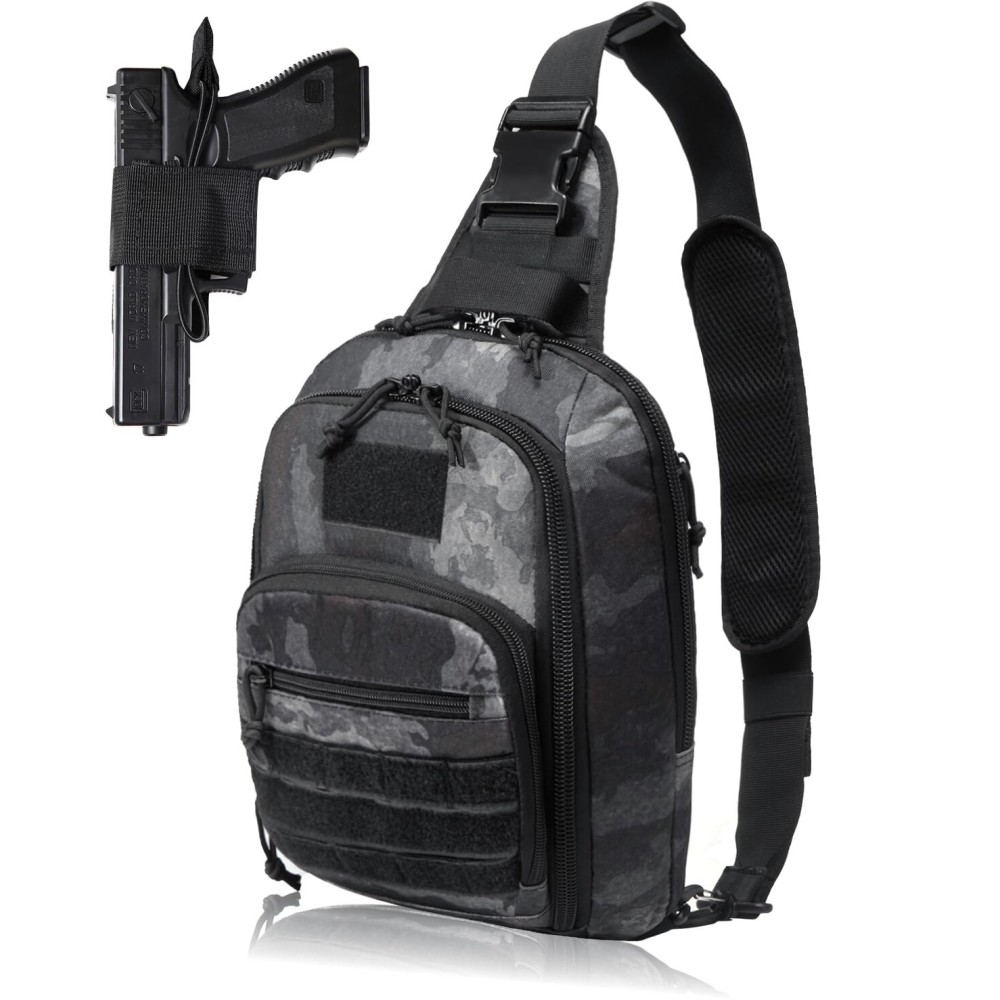 DBTAC Tactical Personal Defense Bags & Packs | 8L Tactical Bag Shoulder Chest Pack with Sling for Concealed Carry, Range, Travel, Hiking, Outdoor Sports (Urban Grey Camo)