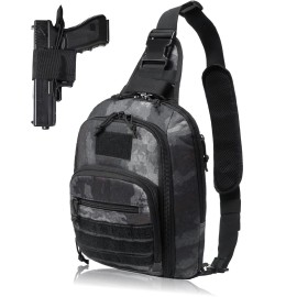 DBTAC Tactical Personal Defense Bags & Packs | 8L Tactical Bag Shoulder Chest Pack with Sling for Concealed Carry, Range, Travel, Hiking, Outdoor Sports (Urban Grey Camo)