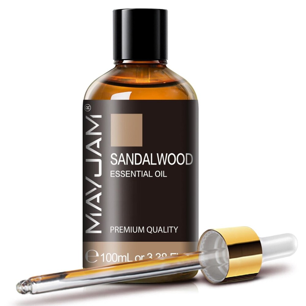 MAYJAM Sandalwood Essential Oil - Pure Essential Oils for Diffuser, Fragrance Oil for Soap Candle Making, Ideal for Home Office Car Yoga Use, 100ML/Bottle