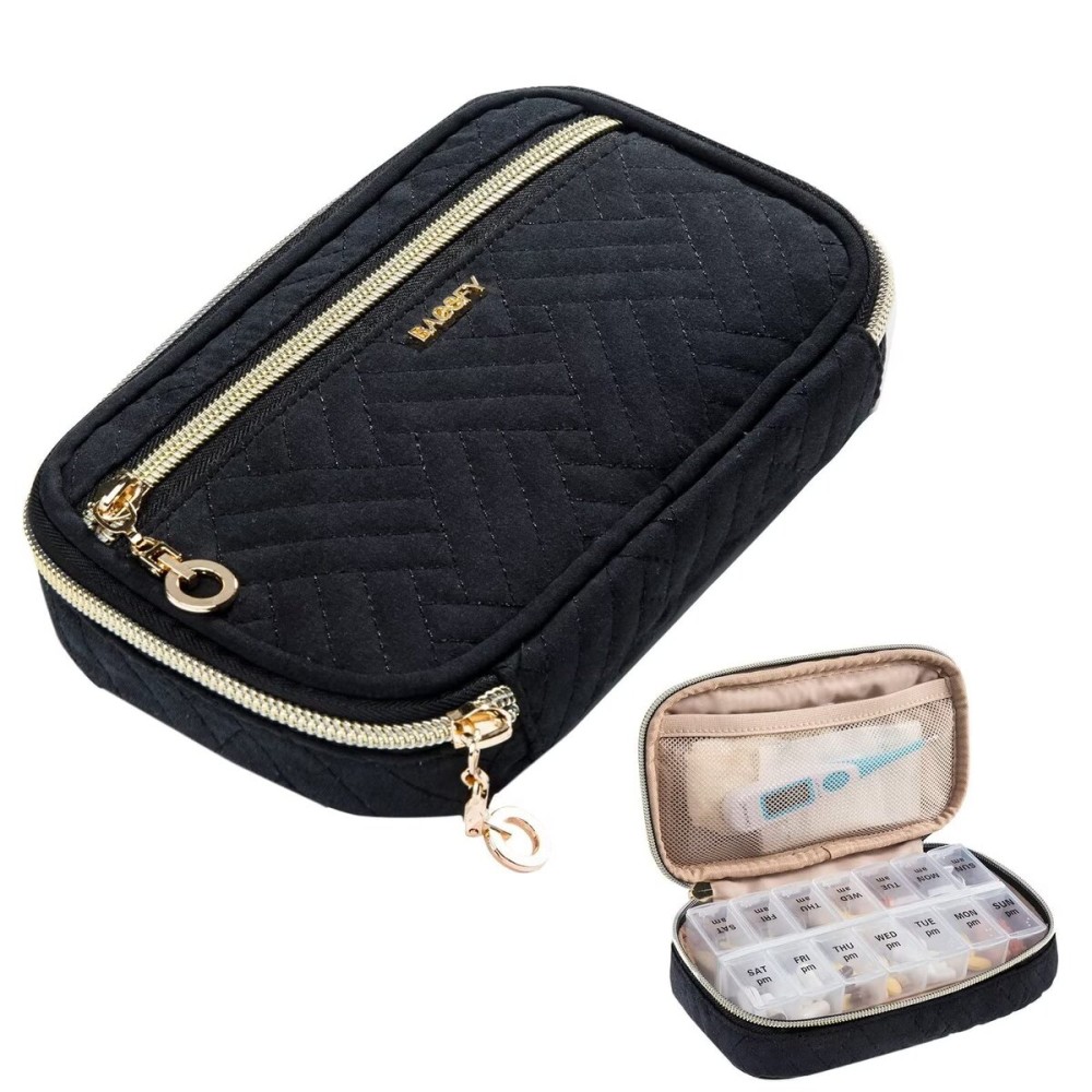 BAGSFY Pill Organizer Case 2 Times a Day- Weekly Medicine Organizer Travel Pill Box with Removable 7 Day Medicine Case Container for Fish Oil, Vitamin, Supplement