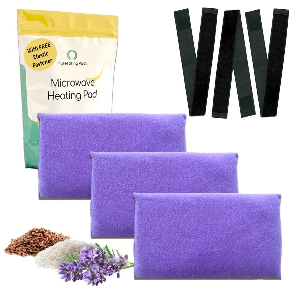 Microwavable Heating Pads for Lower Back and Shoulder - Microwave Hot Pack Heat Pad for Cramps - Heated Pad Therapy - 3 Packs Purple - Lavender Scent