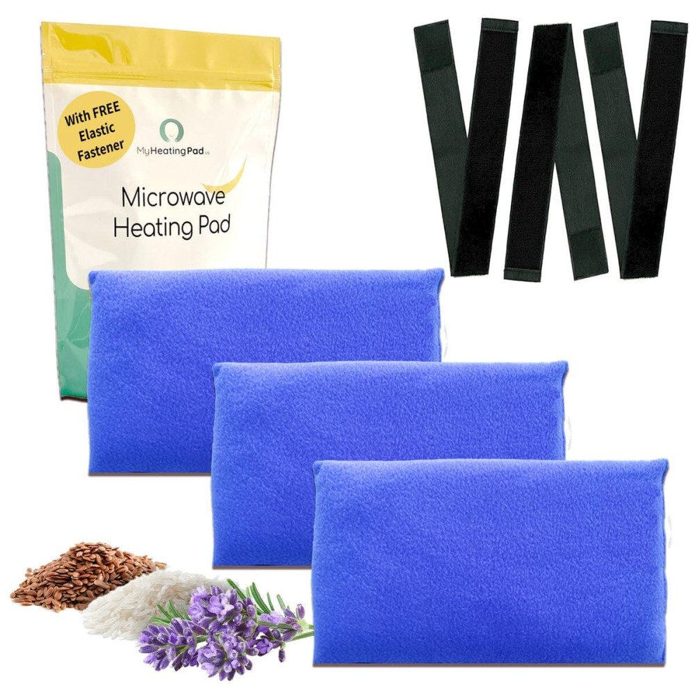Microwavable Heating Pads for Lower Back, Neck, and Shoulder Pain Relief - Moist Microwave Heating Pad for Muscles and Joints - Microwave Hot Pack Heat Pad for Cramps - 3 Packs Blue - Lavender Scent