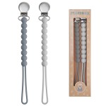 Pacifier Clip for Boys Girls - MORIBOX Paci Clip Soothie Baby Binky Holder for Shower Gift Birthday 2 Pack (Grey)