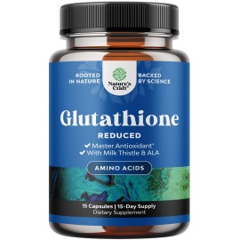 Reduced Glutathione Supplement with Milk Thistle - 500 mg per Serving Pure L Glutathione with Alpha Lipoic Acid & Milk Thistle Silymarin for Skin Radiance, Liver Support & Immune Support - 15 Count