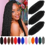 Afro Twist Hair 24 Inch 3 Packs, Springy Afro Twist Hair Pre Fluffed Spring Twist Hair Pre Stretched Wrapping Hair for Soft Locs Hair Extensions (24 Inch (Pack of 3), 1B)