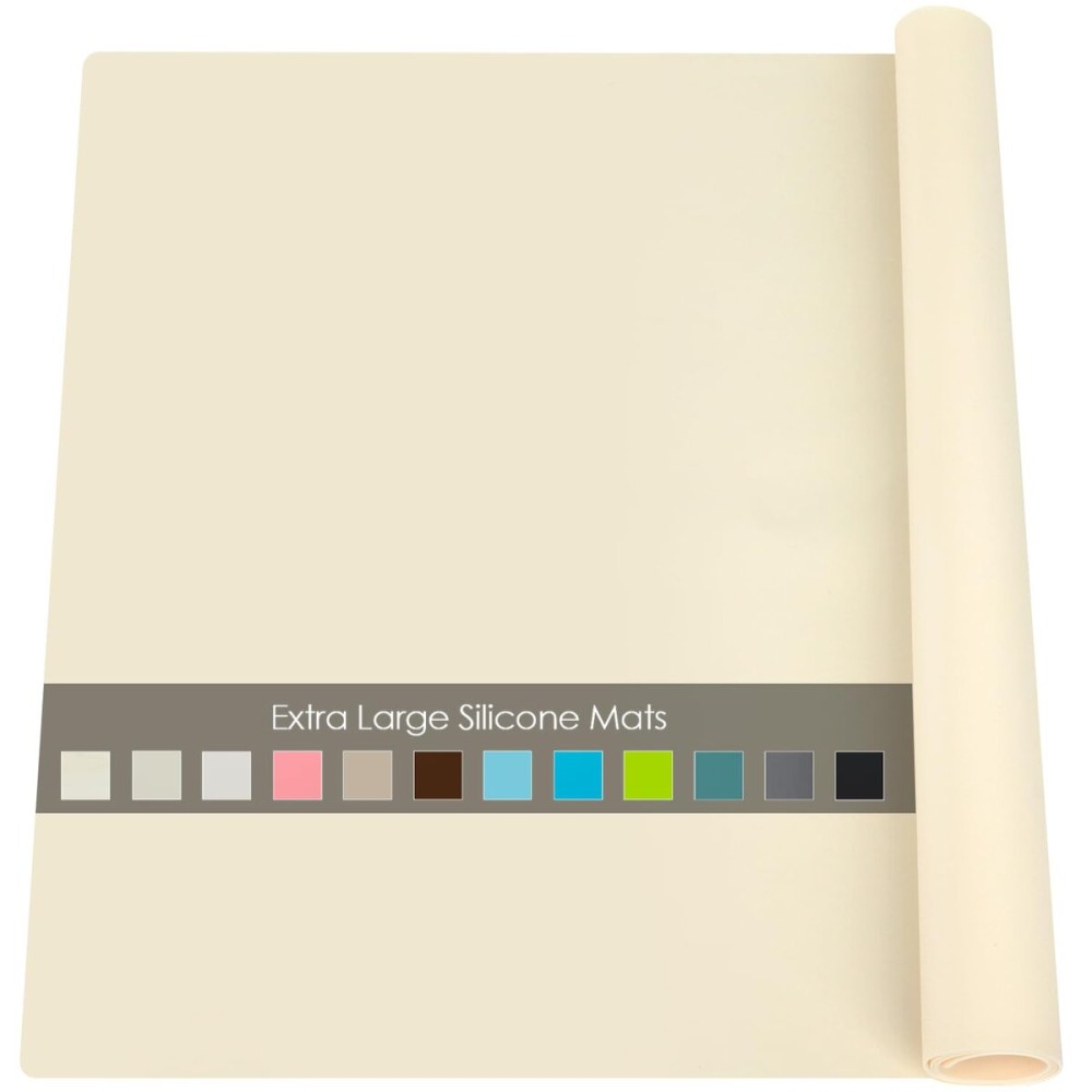 Extra Large Silicone Mats for Countertop - Counter Table Protector Placemats for Baking Crafts, Kids Dinner Placemat Nonstick Nonskid Heat-Resistant Kitchen Pad, 23.6\'\' x 15.7\'\', Beige