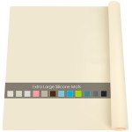 Extra Large Silicone Mats for Countertop - Counter Table Protector Placemats for Baking Crafts, Kids Dinner Placemat Nonstick Nonskid Heat-Resistant Kitchen Pad, 23.6\'\' x 15.7\'\', Beige
