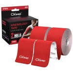 CKeep Kinesiology Tape, Uncut 2 Rolls, Original Cotton Elastic Premium Athletic Tape,Latex Free Hypoallergenic, 2inch x 16ft, Red