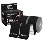CKeep Kinesiology Tape, Uncut 2 Rolls, Original Cotton Elastic Premium Athletic Tape,Latex Free Hypoallergenic, 2inch x 16ft, Black