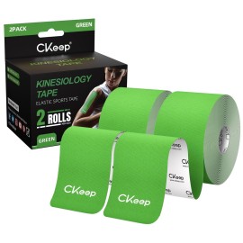 CKeep Kinesiology Tape, Uncut 2 Rolls, Original Cotton Elastic Premium Athletic Tape,Latex Free Hypoallergenic, 2inch x 16ft, Green